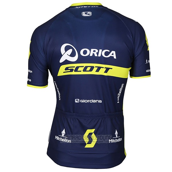 2017 Fahrradbekleidung Orica Scott Blau Trikot Kurzarm und Tragerhose - zum Schließen ins Bild klicken